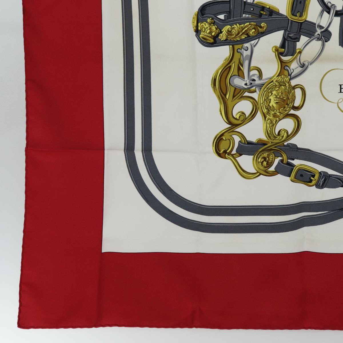 HERMES Carre 90 Scarf ""BRIDES de GALA"" Silk Red Auth am6364