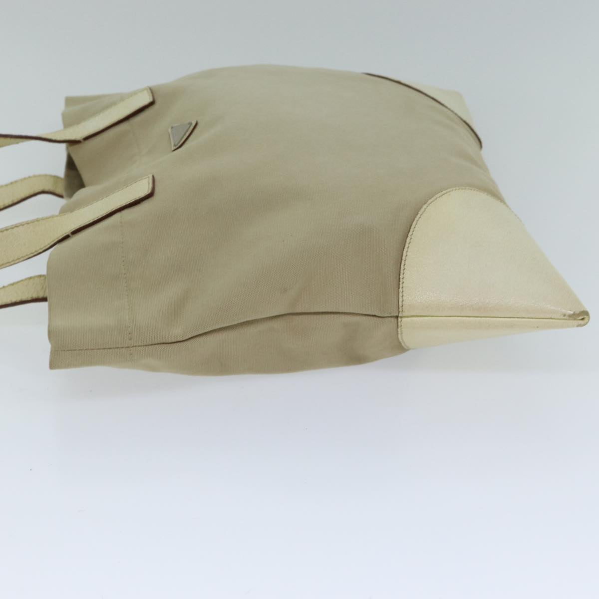 PRADA Tote Bag Canvas Beige Auth am6376