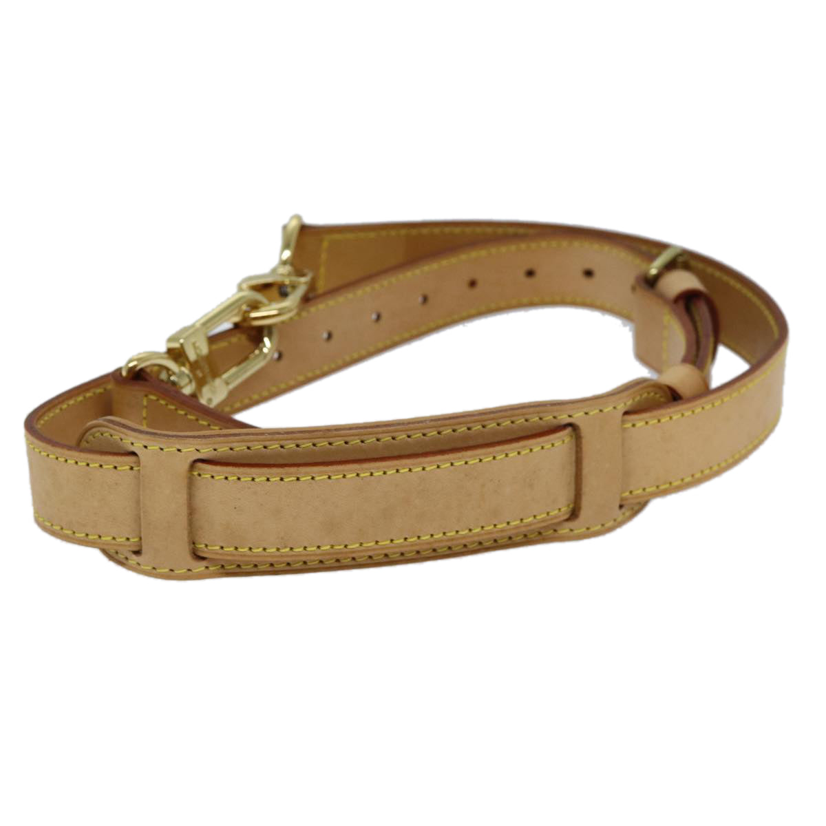 LOUIS VUITTON Powanie Shoulder Strap Leather 2Set Beige LV Auth am6383