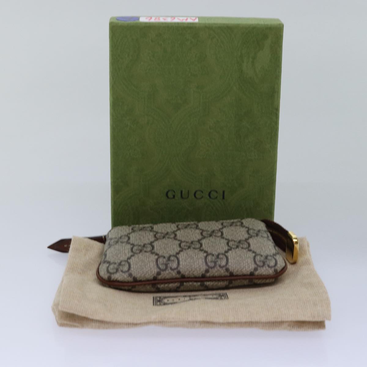 GUCCI GG Supreme Coin Purse PVC Beige 447964 Auth am6386A