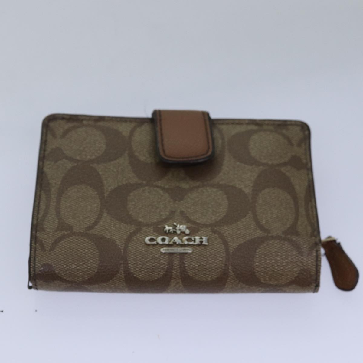 Coach Signature Wallet Canvas 10set Beige Brown Red Auth am6393