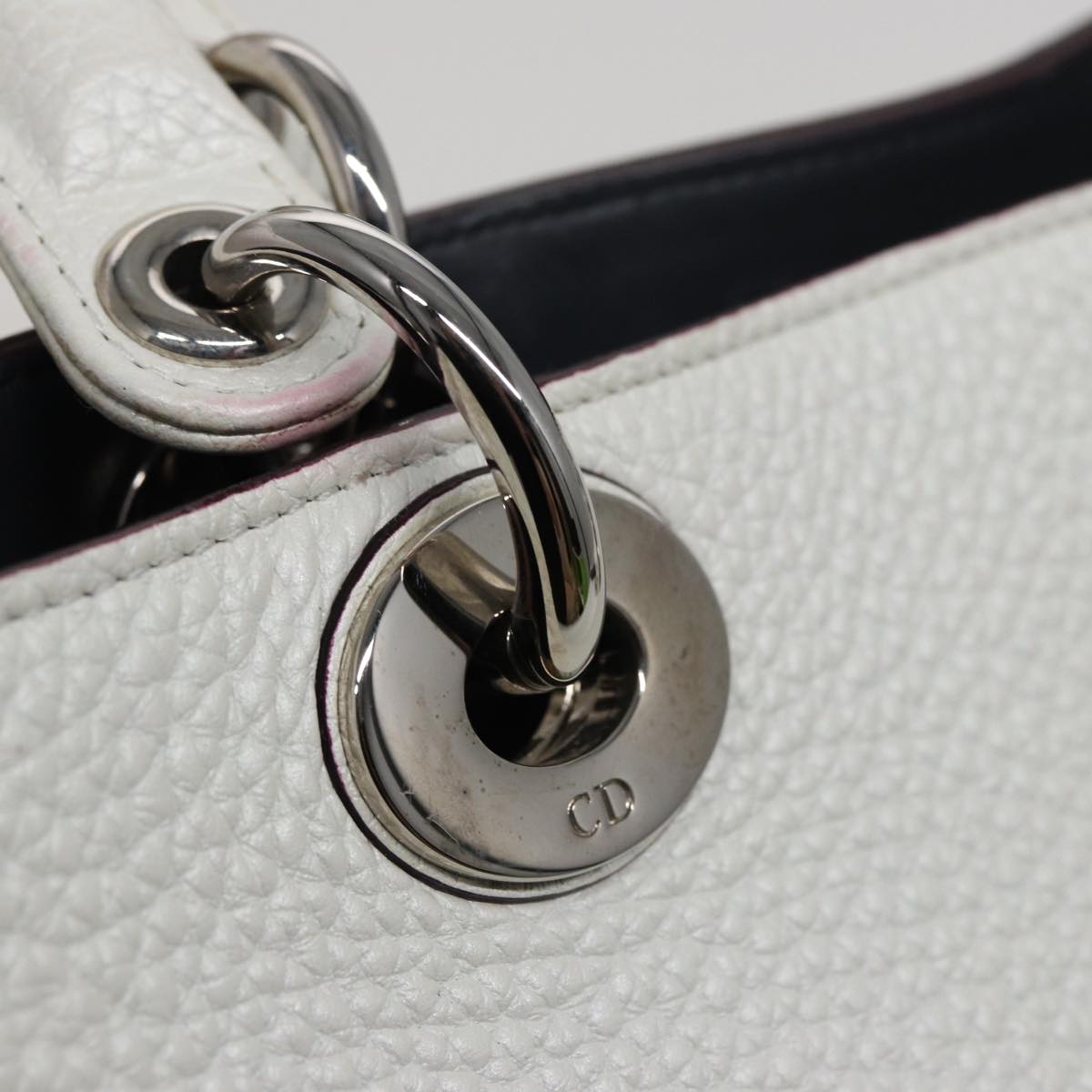 Christian Dior Diorissimo Hand Bag Leather 2way White Auth am6412AV