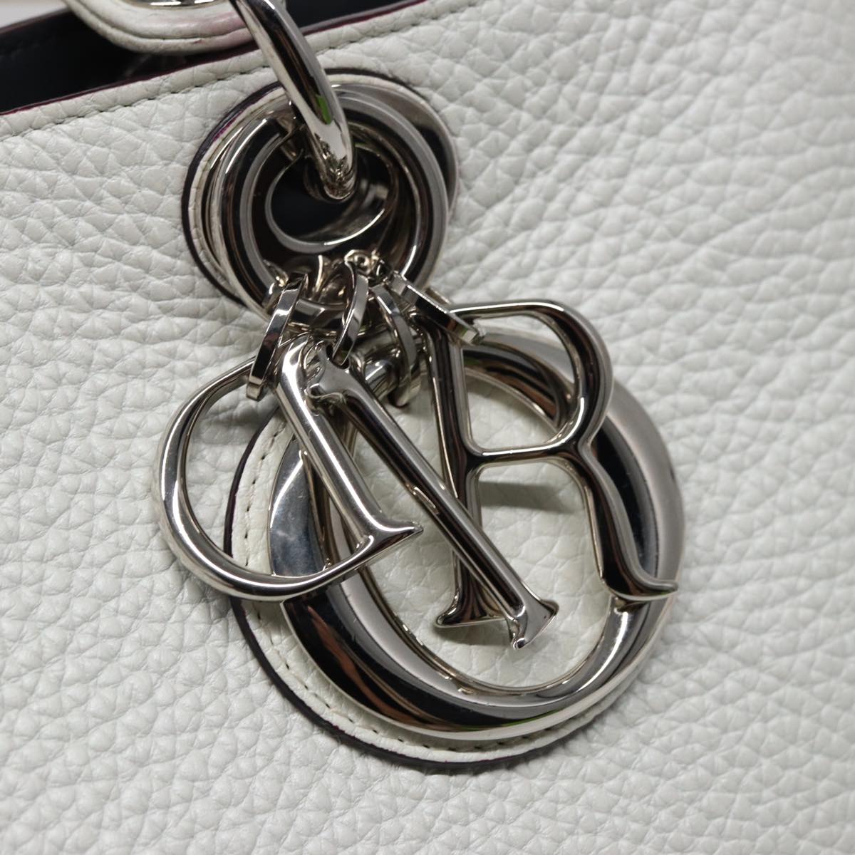 Christian Dior Diorissimo Hand Bag Leather 2way White Auth am6412AV
