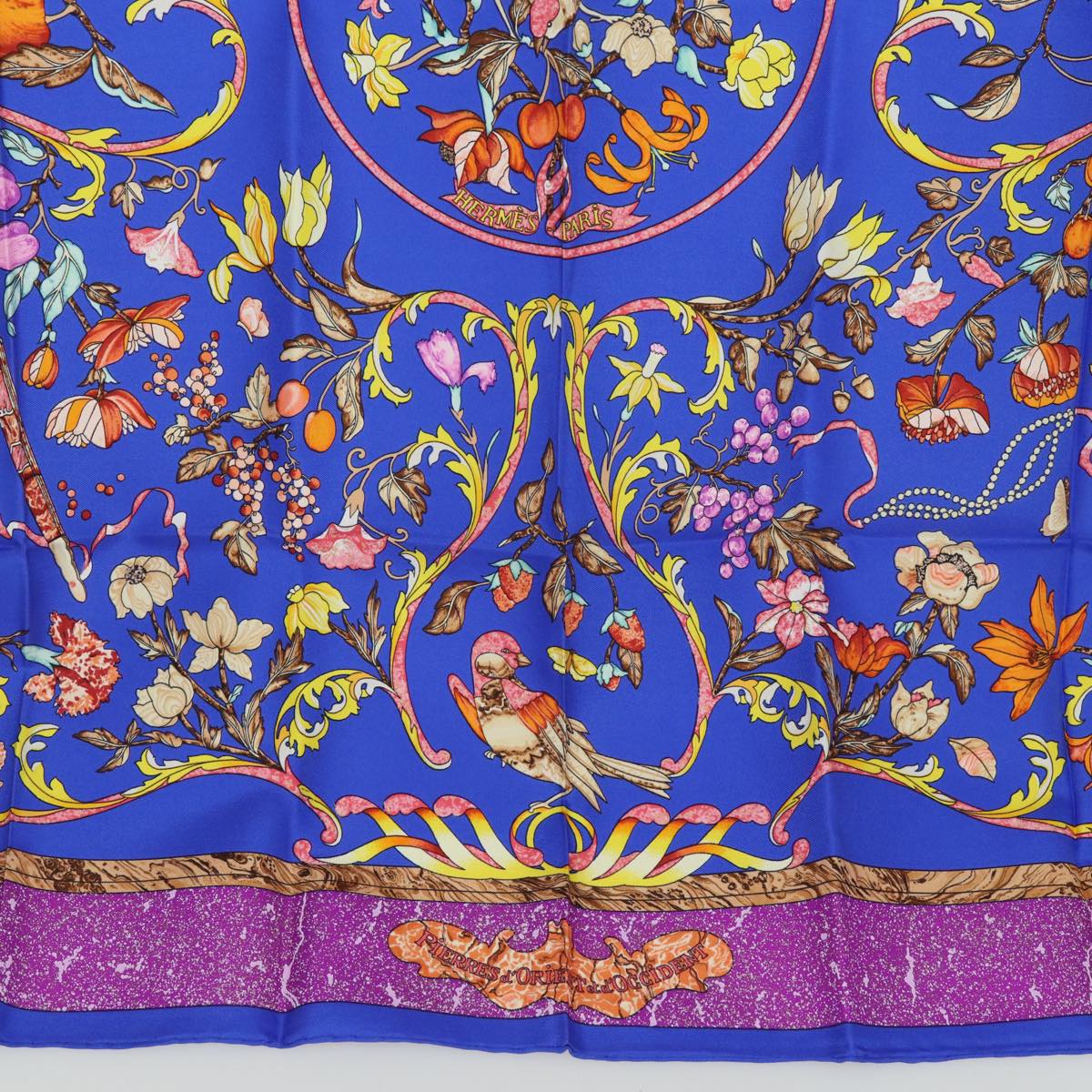 HERMES Carre 90 Scarf PIERRES d' ORIENT et d' OCCIDENT Silk Purple Auth am6434