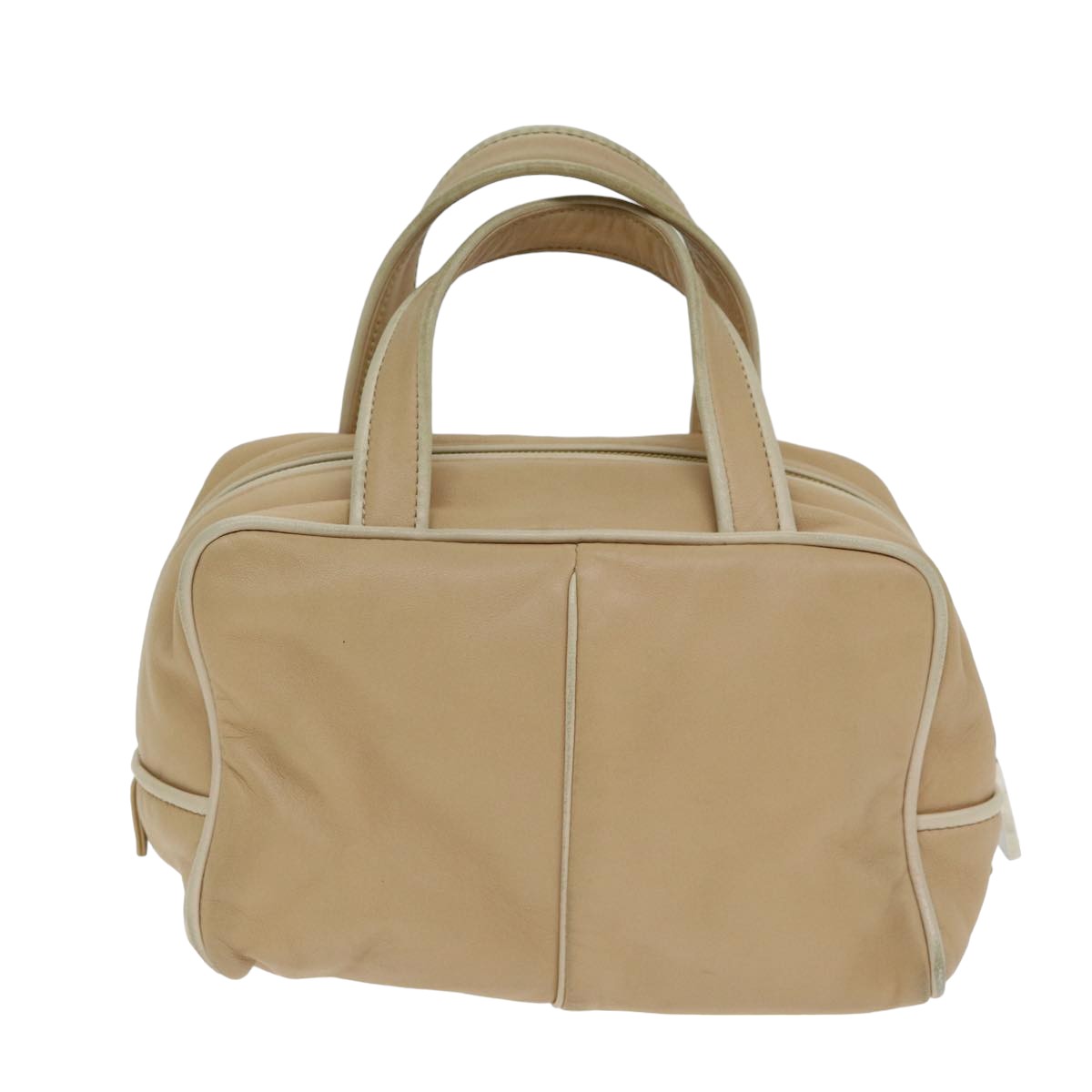 LOEWE Hand Bag Leather Beige Auth am6456