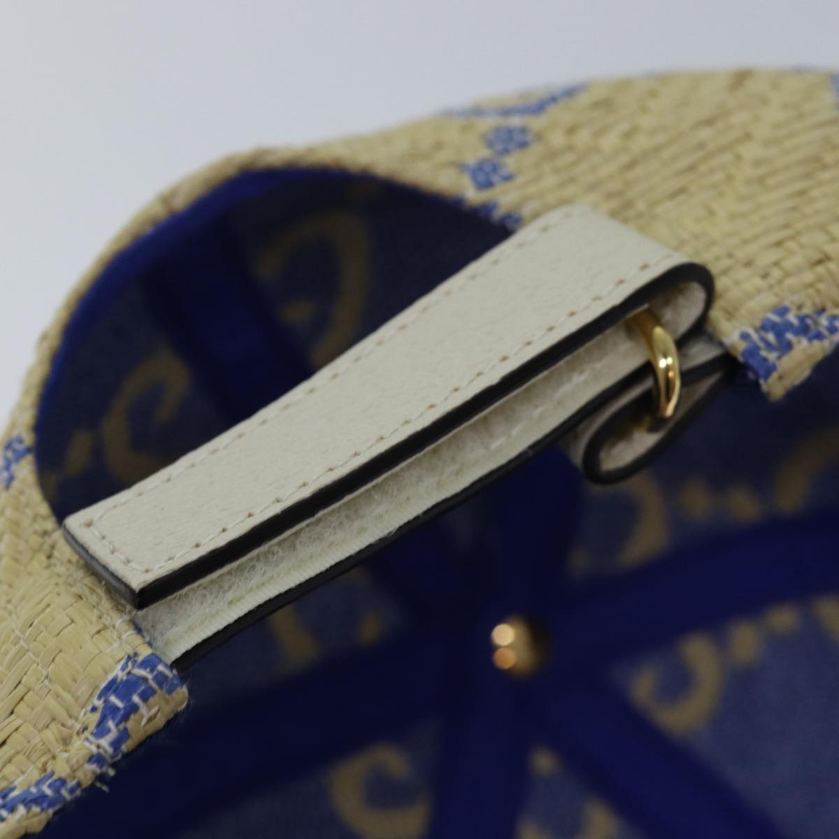 GUCCI Cap GG Canvas Raffia L size Beige 701713 Auth am6474V