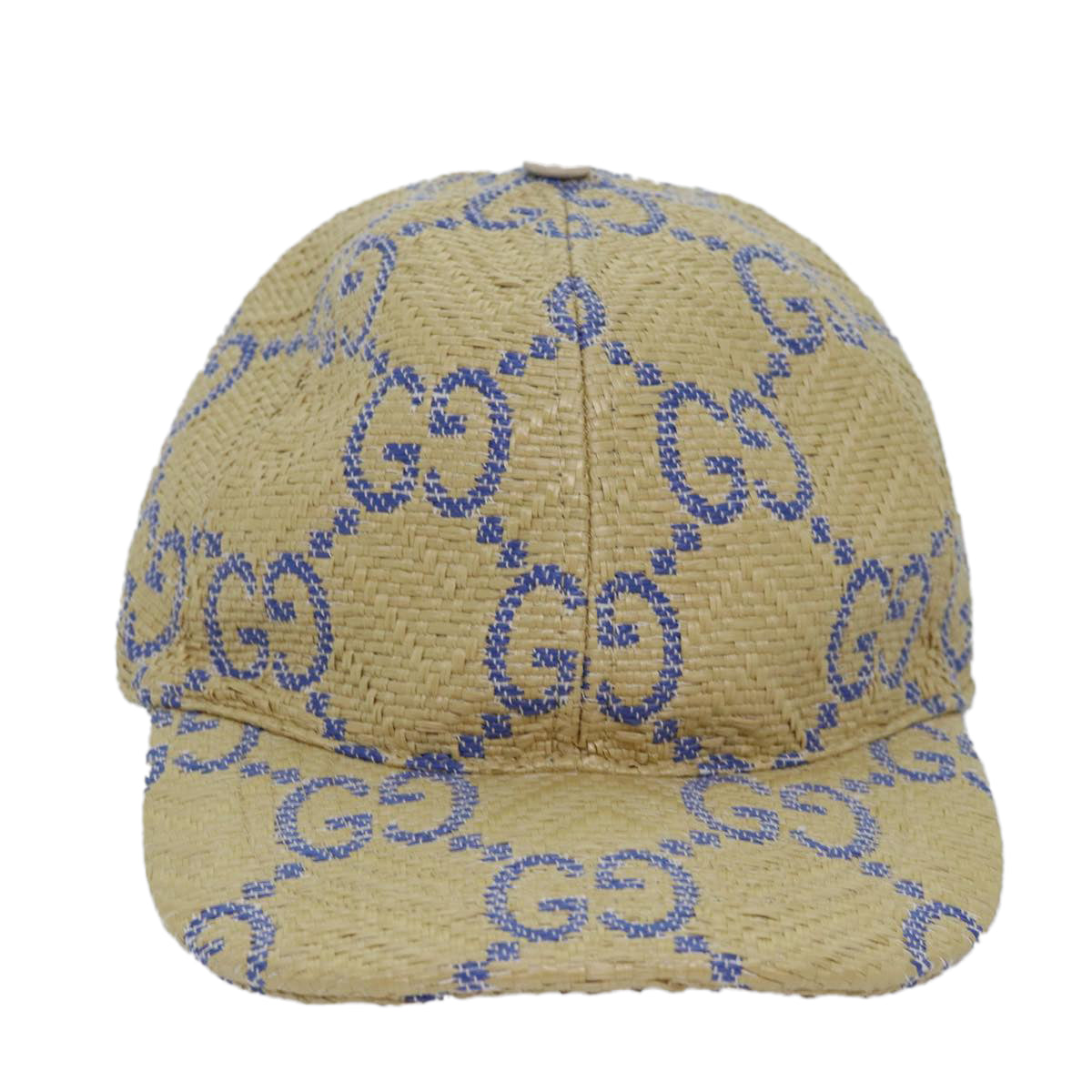 GUCCI Cap GG Canvas Raffia L size Beige 701713 Auth am6474V