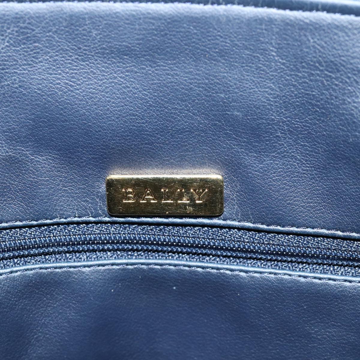 BALLY Hand Bag Leather Navy Auth am6476