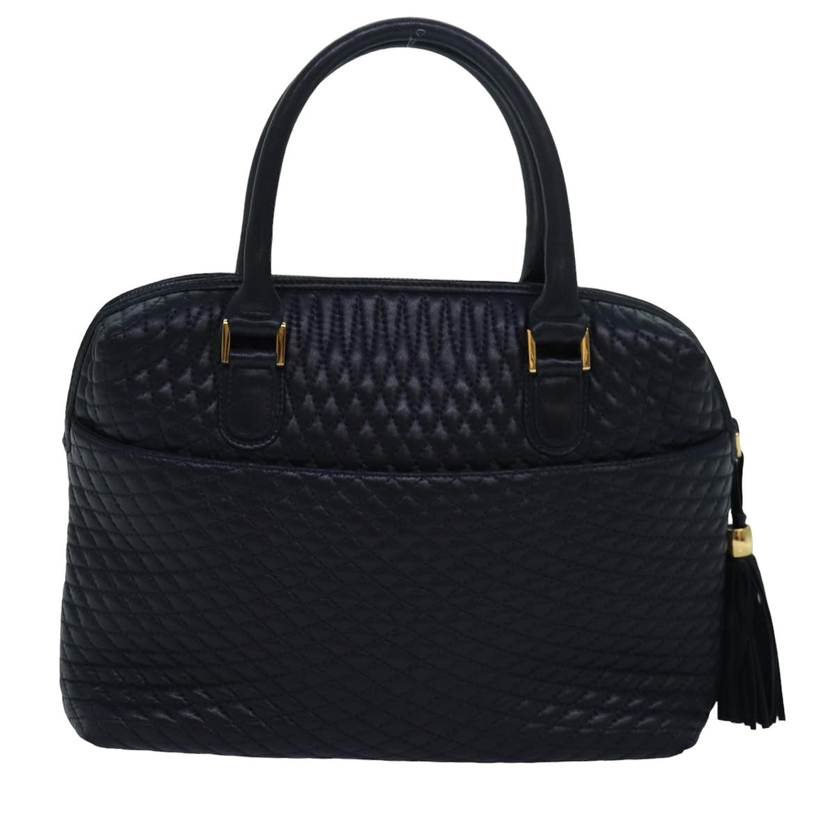 BALLY Hand Bag Leather Navy Auth am6476