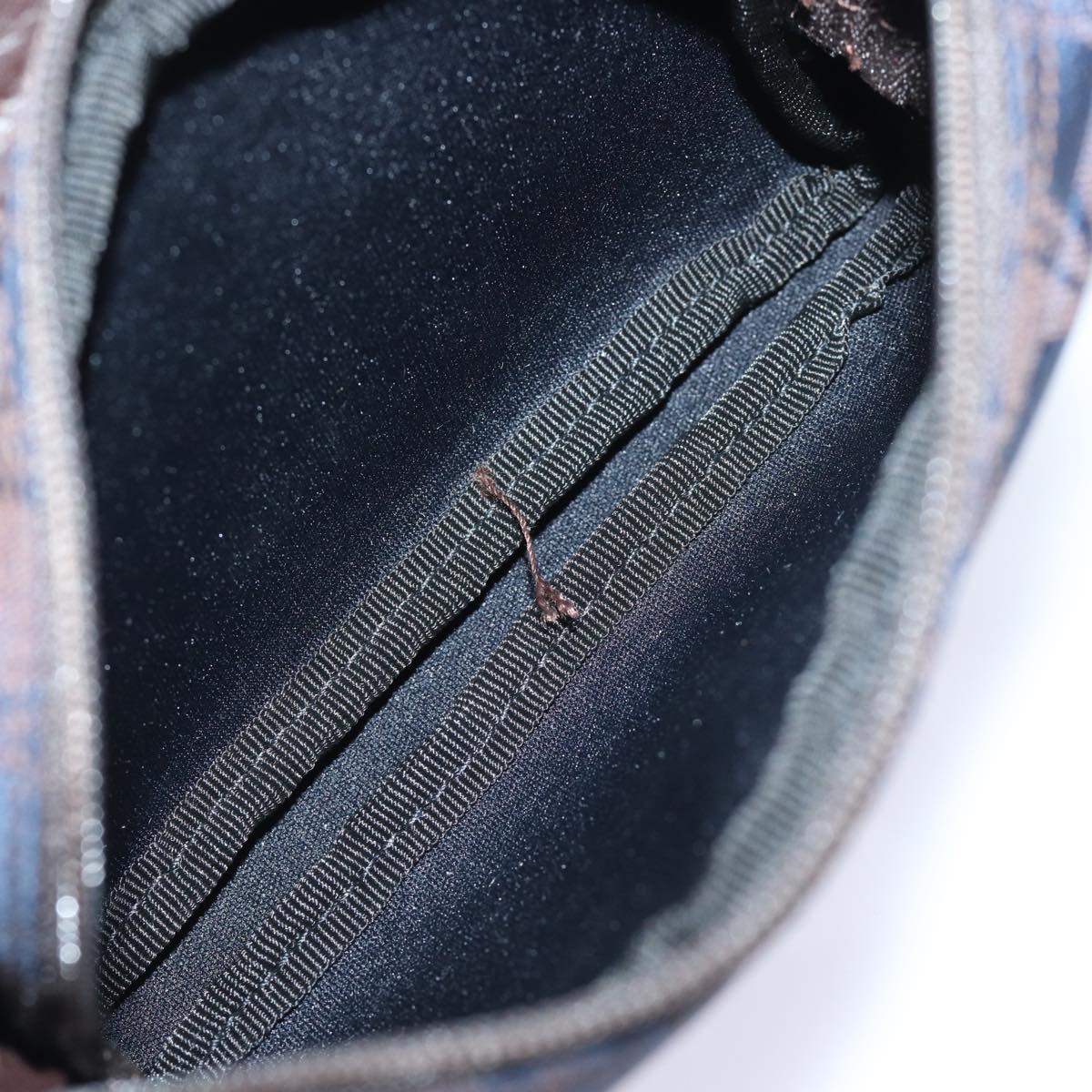 Salvatore Ferragamo Gancini Hand Bag Canvas Navy Auth am6496