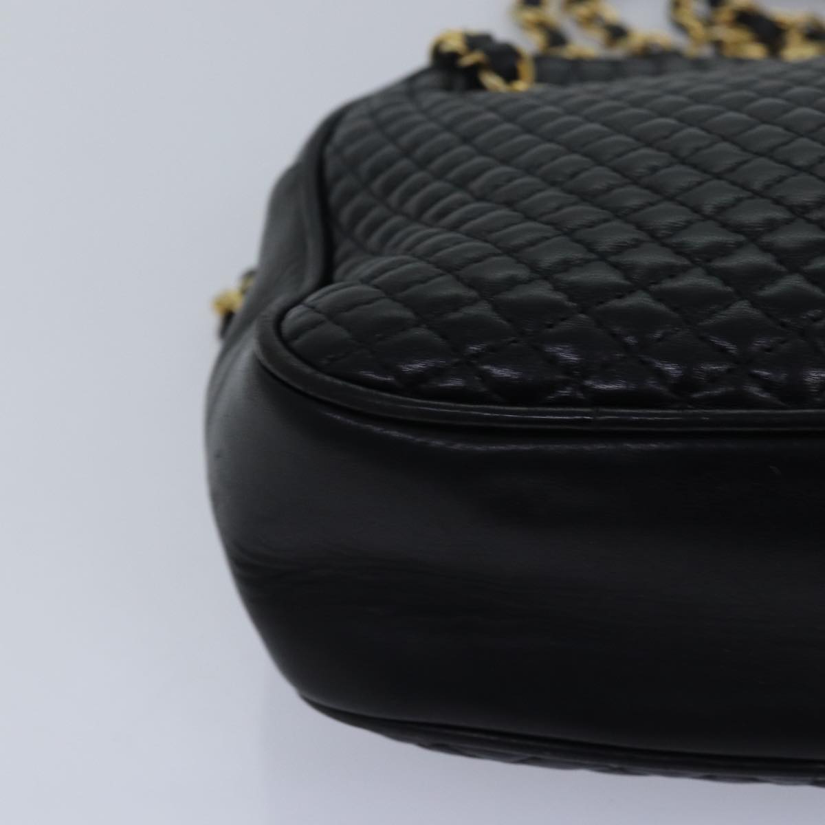 BALLY Quilted Chain Shoulder Bag Leather Black Auth am6499