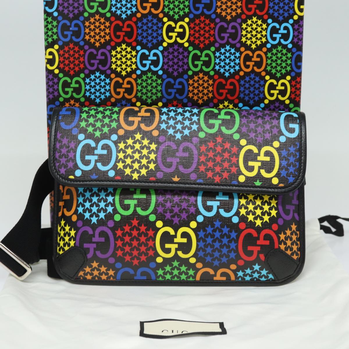 GUCCI GG Psychedelic Body Bag PVC Leather Multicolor 598113 Auth am6503V