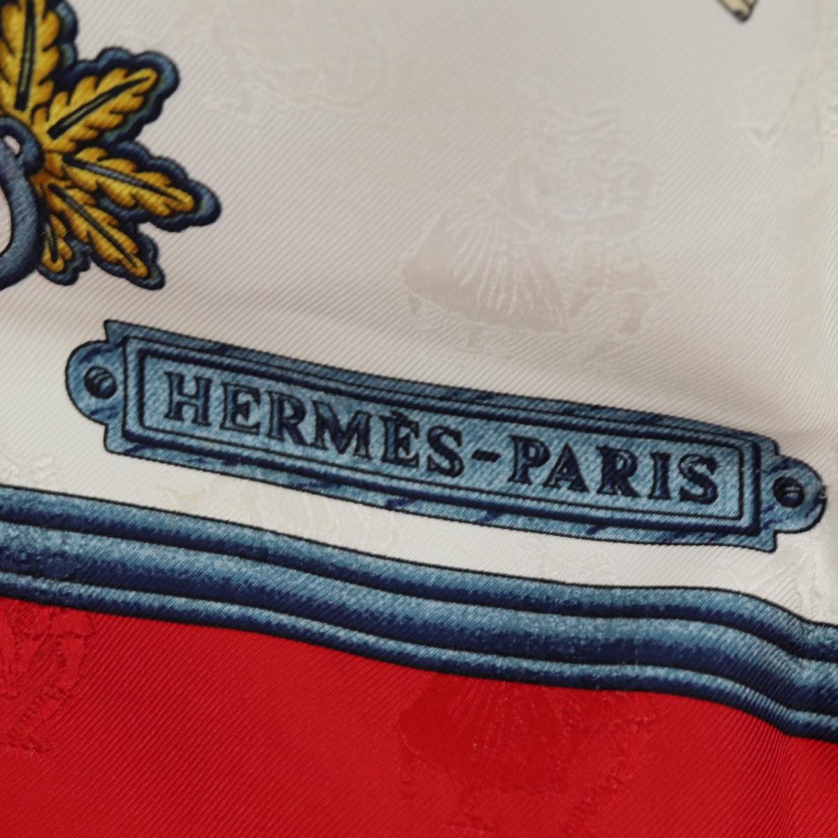 HERMES Carre 90 Scarf Silk 2Set Red Navy Auth am6509