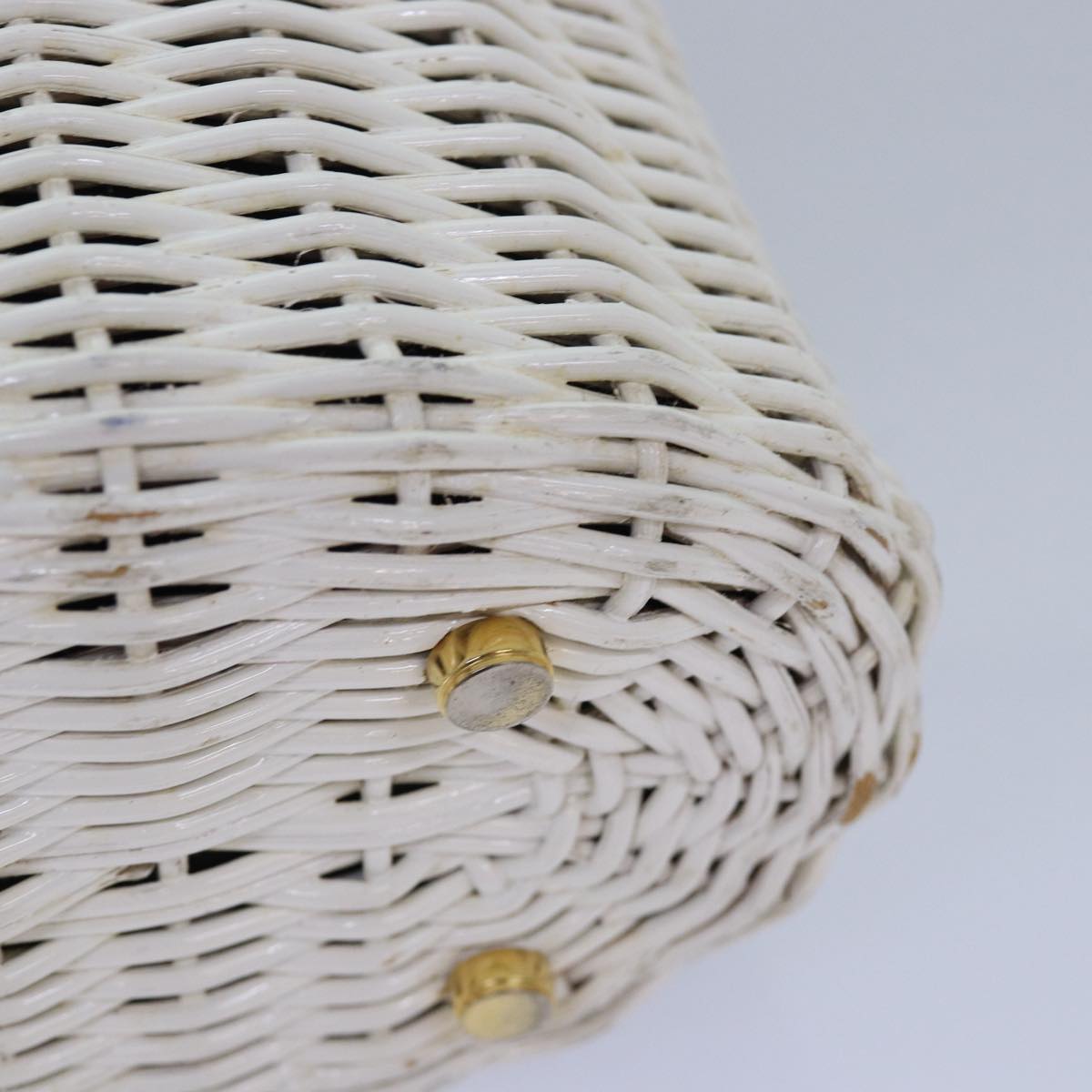 Salvatore Ferragamo Gancini Basket bag Hand Bag Straw White Auth am6527