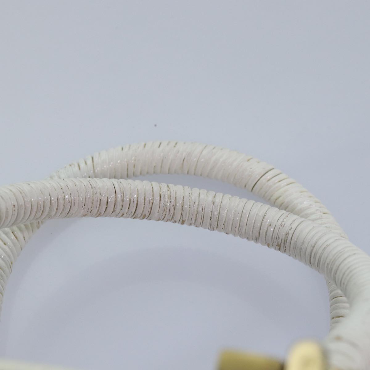 Salvatore Ferragamo Gancini Basket bag Hand Bag Straw White Auth am6527