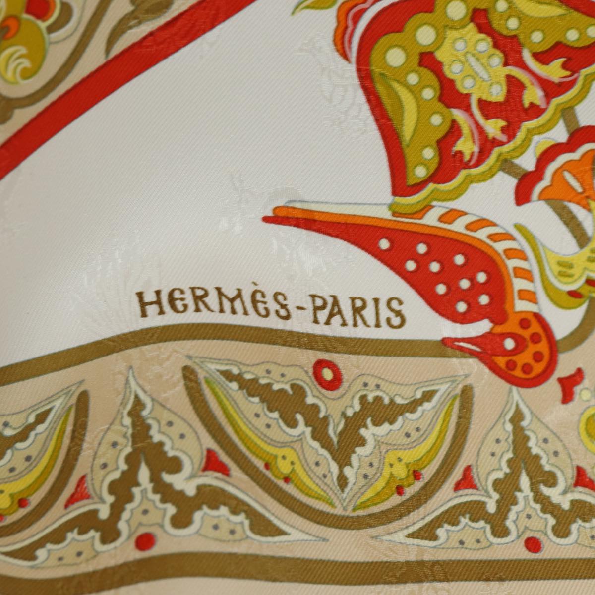 HERMES Carre 90 Scarf ""CIELS BYZANTINS"" Silk Red Auth am6534