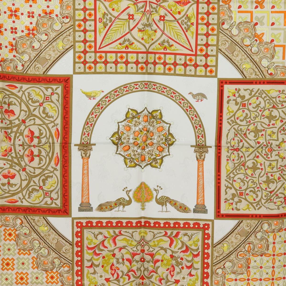 HERMES Carre 90 Scarf ""CIELS BYZANTINS"" Silk Red Auth am6534