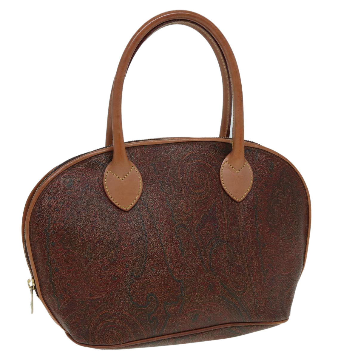 ETRO Paisley Hand Bag PVC Leather Brown Auth am6547