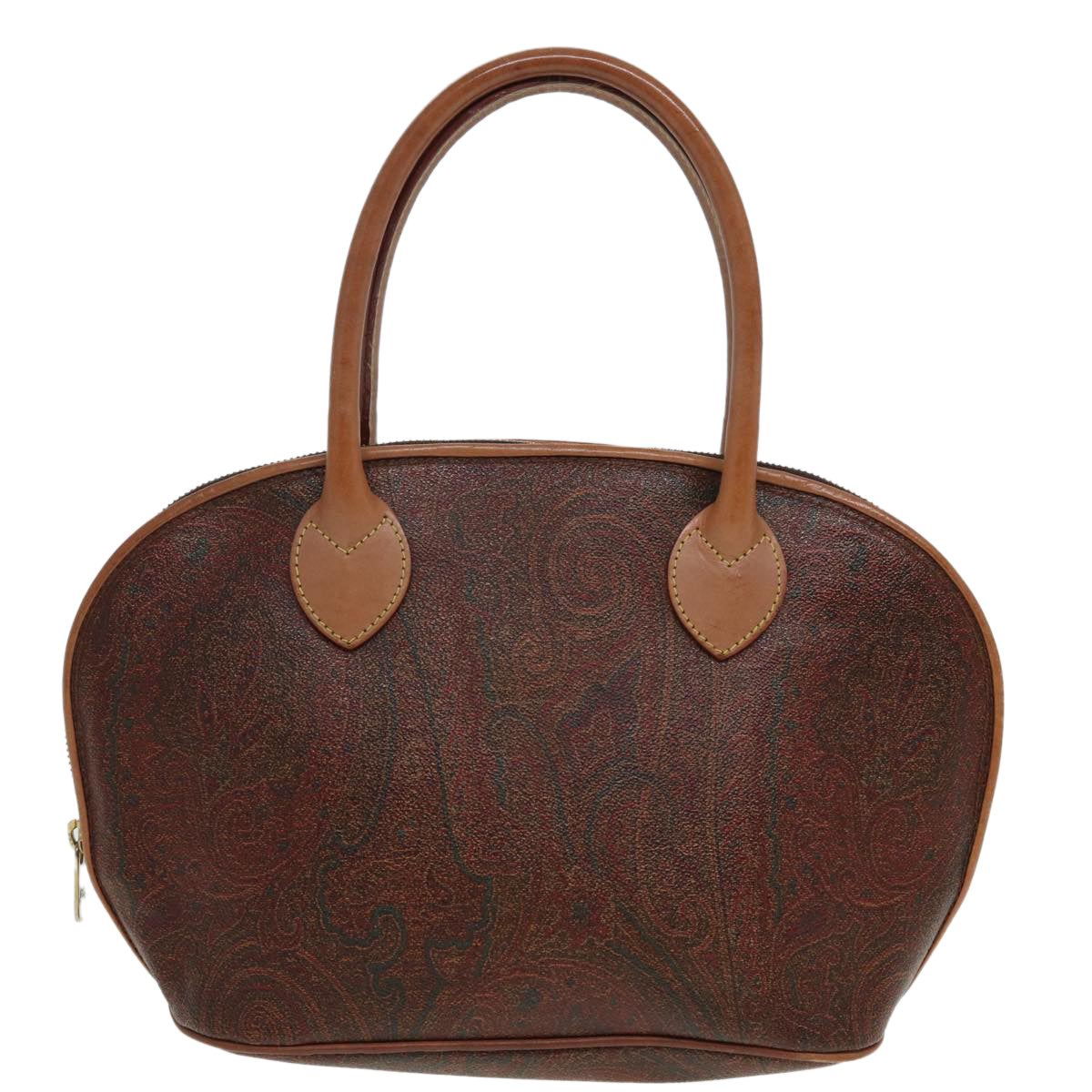 ETRO Paisley Hand Bag PVC Leather Brown Auth am6547