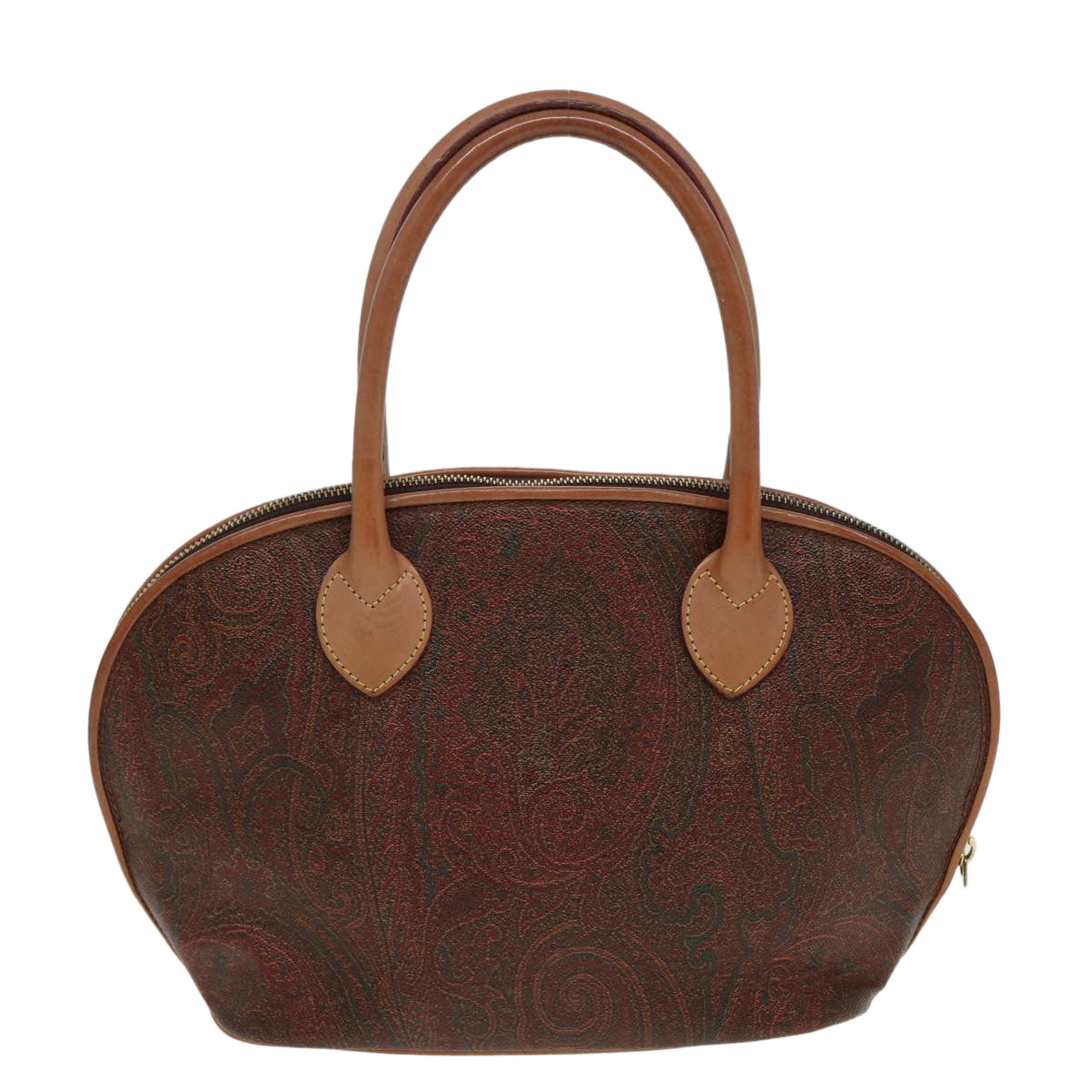 ETRO Paisley Hand Bag PVC Leather Brown Auth am6547