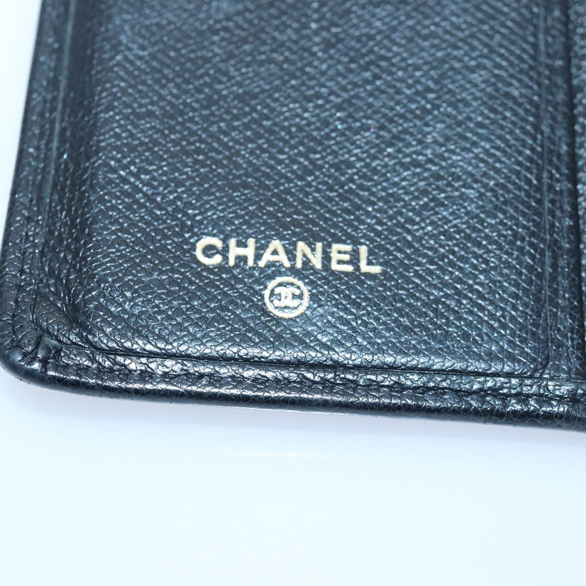 CHANEL COCO Mark Wallet Leather Black CC Auth am6579