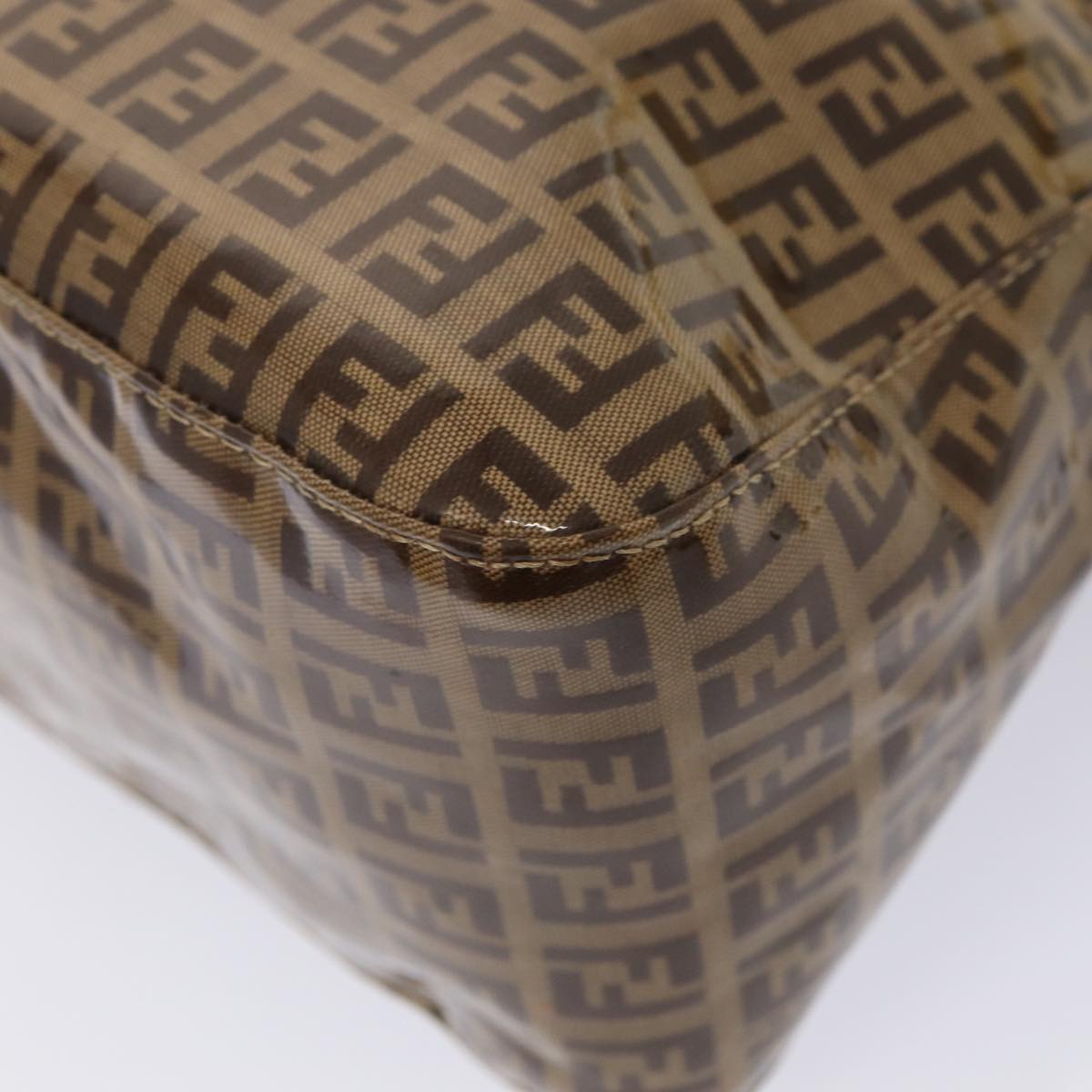 FENDI Zucchino Canvas Mamma Baguette Shoulder Bag Beige Auth am6583V