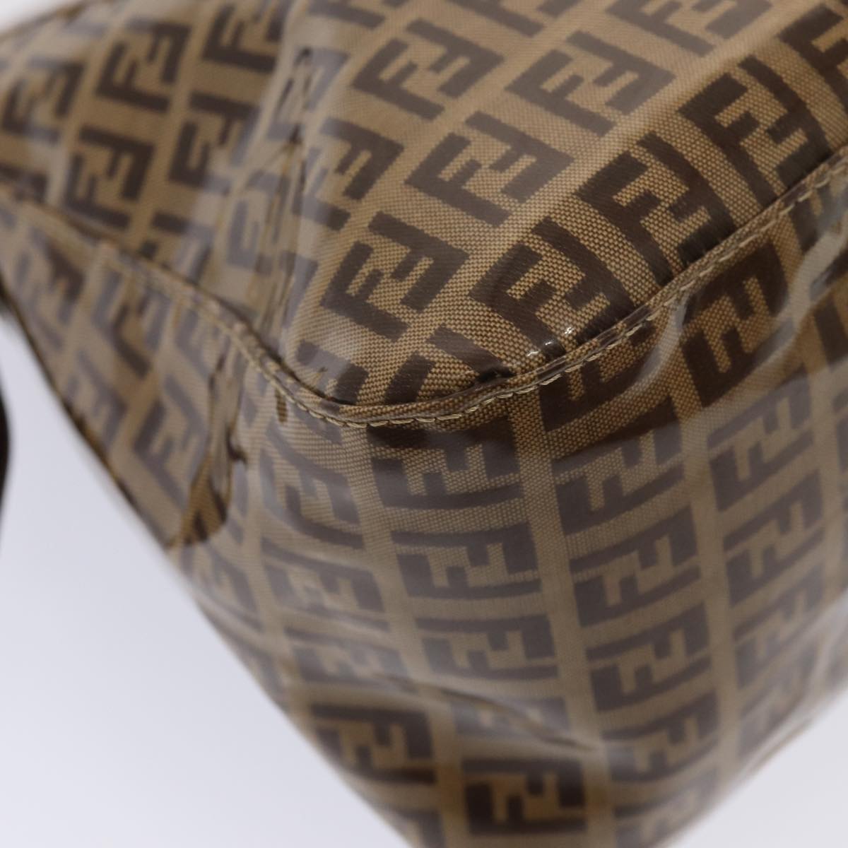 FENDI Zucchino Canvas Mamma Baguette Shoulder Bag Beige Auth am6583V