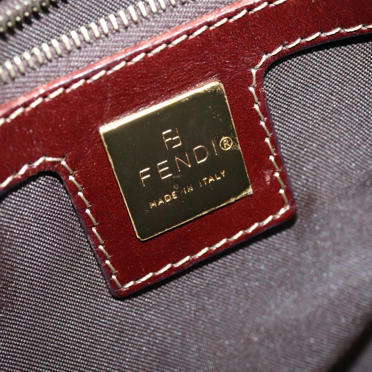 FENDI Zucchino Canvas Mamma Baguette Shoulder Bag Beige Auth am6583V