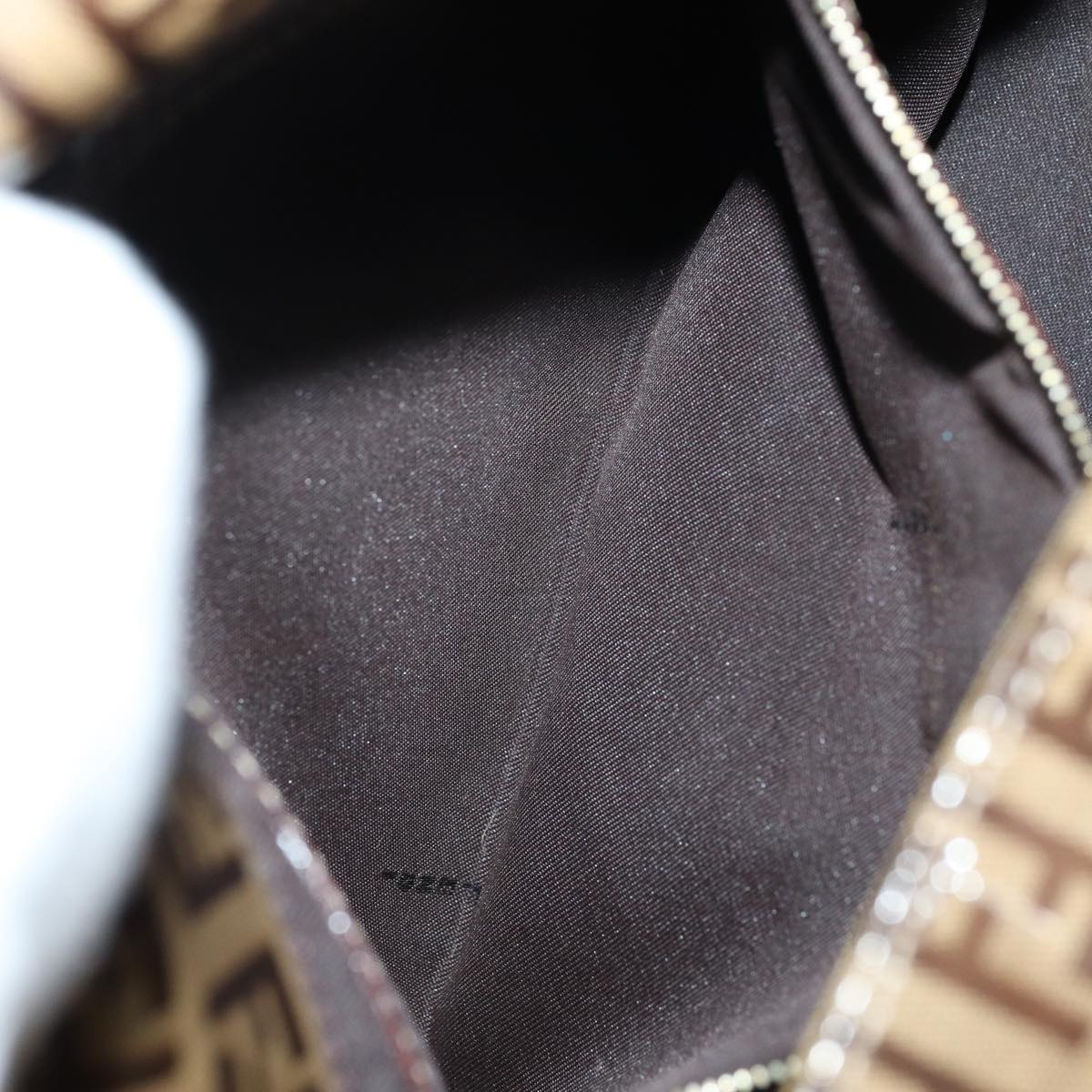 FENDI Zucchino Canvas Mamma Baguette Shoulder Bag Beige Auth am6583V