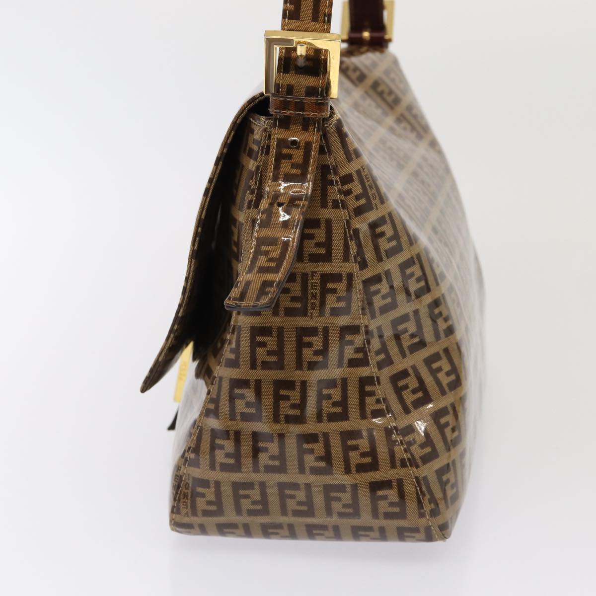 FENDI Zucchino Canvas Mamma Baguette Shoulder Bag Beige Auth am6583V