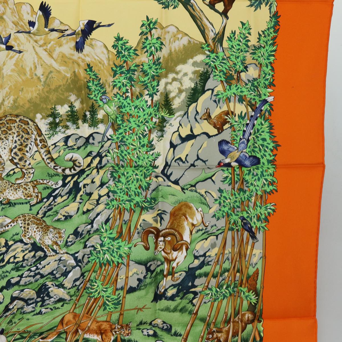 HERMES Silk Carre 90 Scarf ""SICHLIAN"" Silk Orange Auth am6602