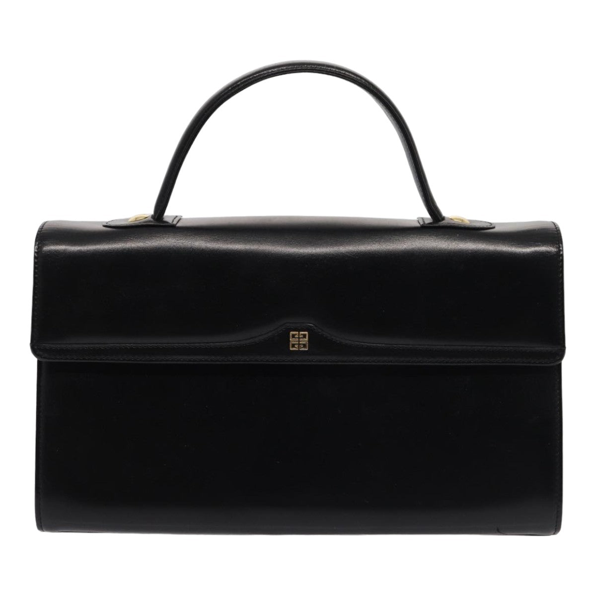 GIVENCHY Hand Bag Leather Black Auth am6625