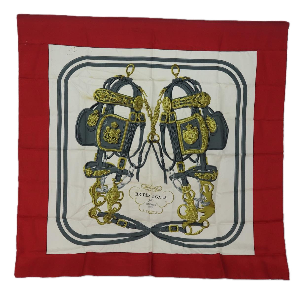 HERMES Carre Scarf Silk 2Set Pink Red Auth am6646