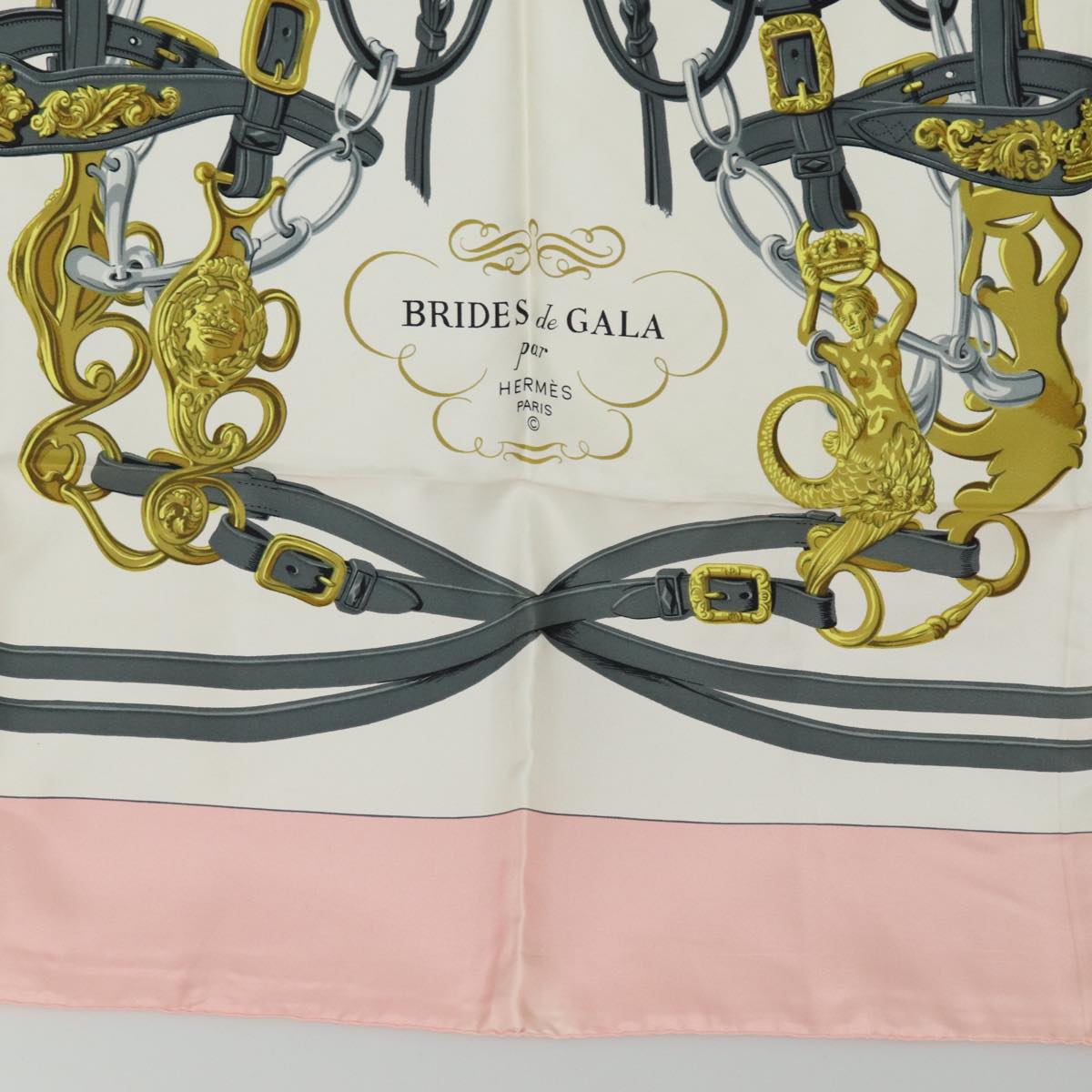 HERMES Carre Scarf Silk 2Set Pink Red Auth am6646