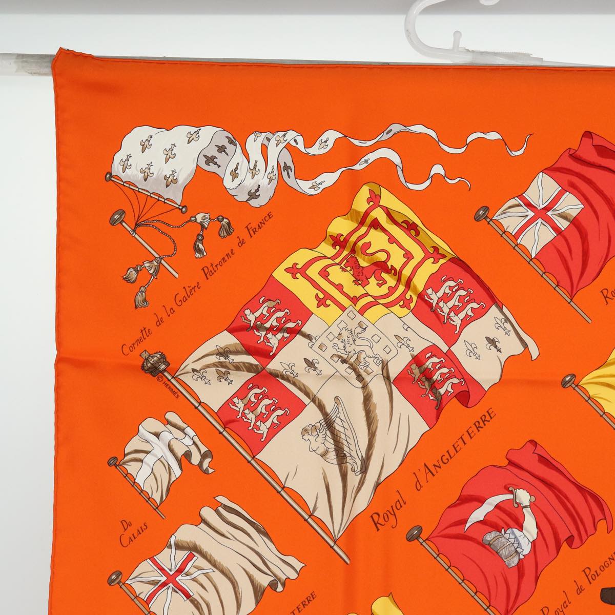 HERMES Carre 90 Scarf ""PAVOIS"" Silk Orange Auth am6652