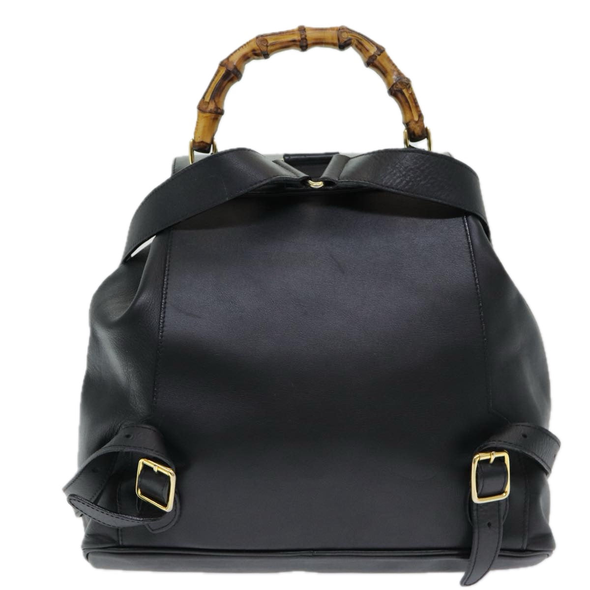 GUCCI Bamboo Backpack Leather Black Auth am6663