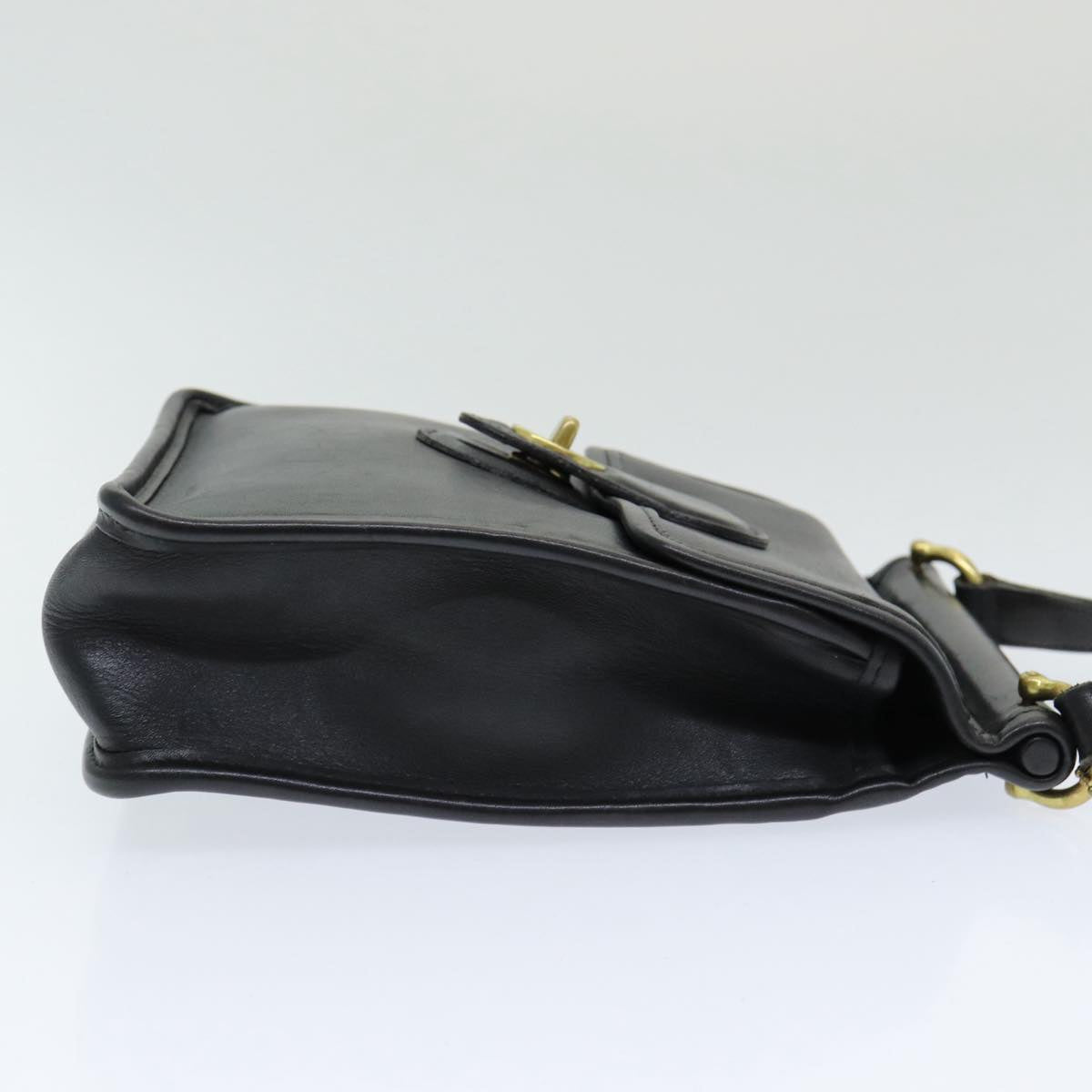 Coach Shoulder Bag Leather Black Auth am6664