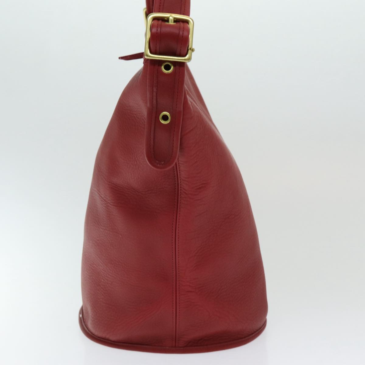 Coach Shoulder Bag Leather Red Auth am6666