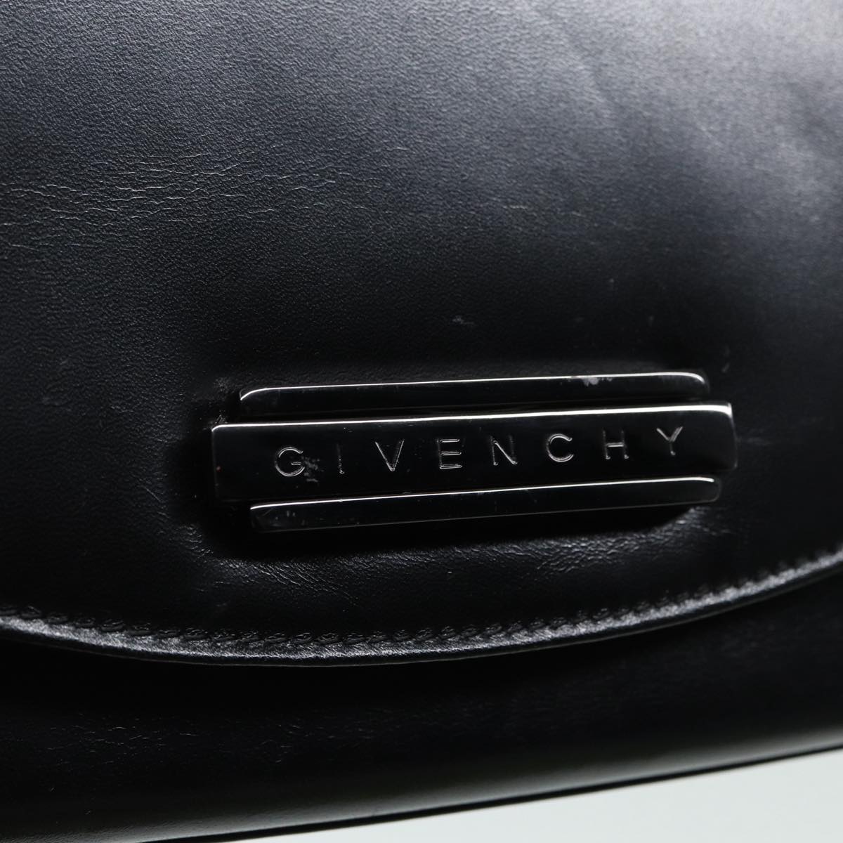 GIVENCHY Hand Bag Leather Black Auth am6709