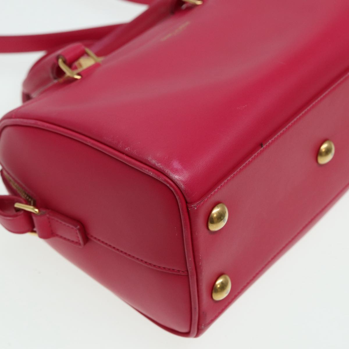 SAINT LAURENT Baby Duffel Hand Bag Leather 2way Red Auth am6711