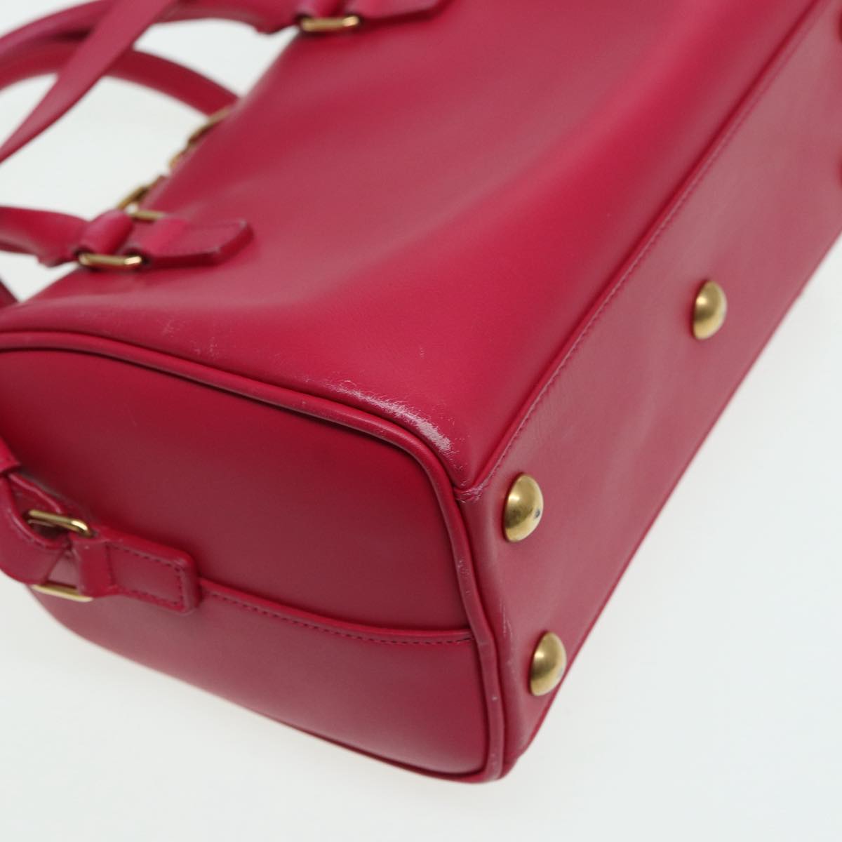 SAINT LAURENT Baby Duffel Hand Bag Leather 2way Red Auth am6711