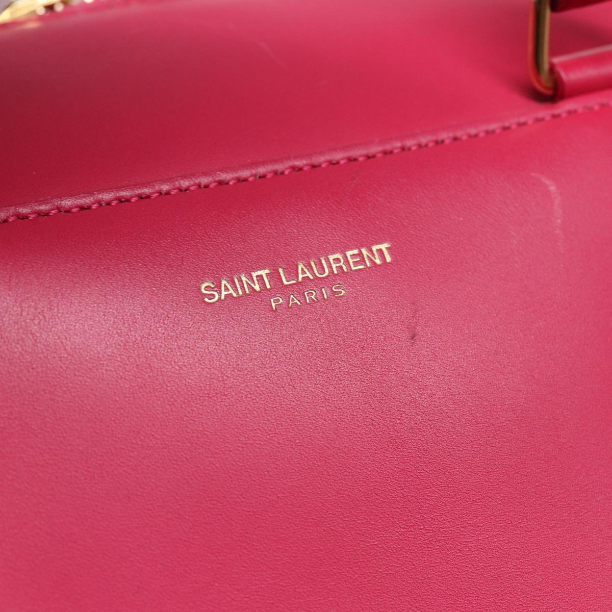 SAINT LAURENT Baby Duffel Hand Bag Leather 2way Red Auth am6711