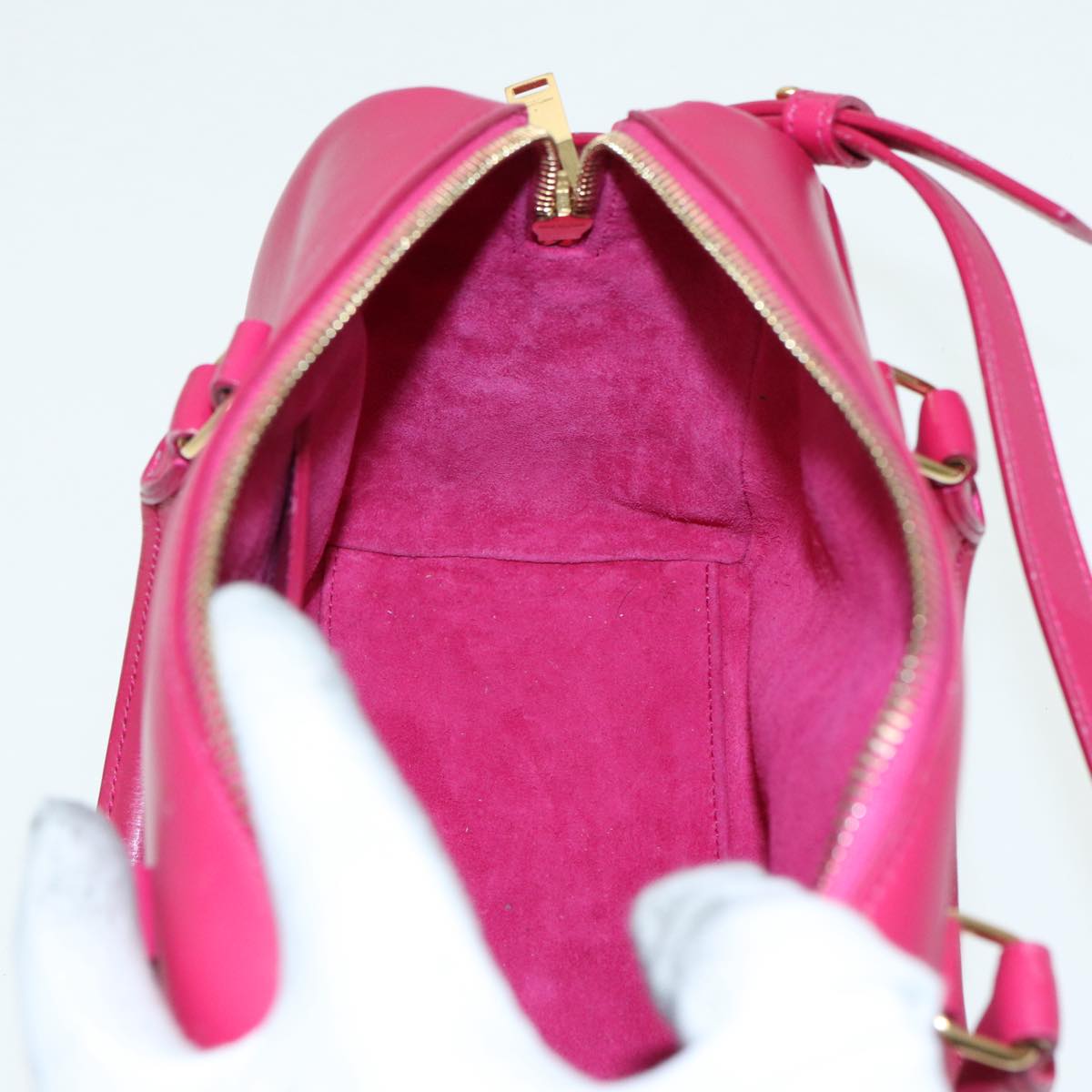 SAINT LAURENT Baby Duffel Hand Bag Leather 2way Red Auth am6711