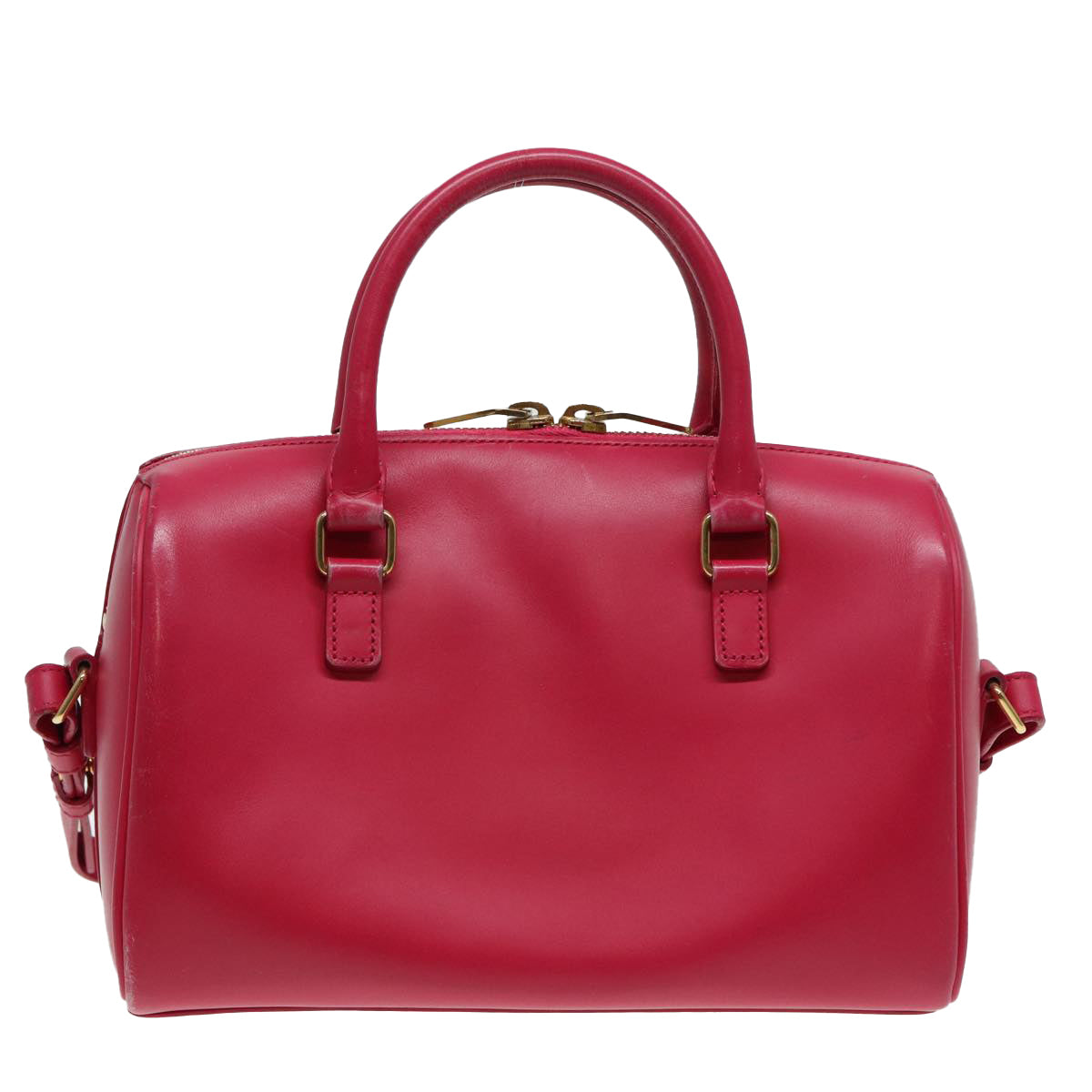 SAINT LAURENT Baby Duffel Hand Bag Leather 2way Red Auth am6711