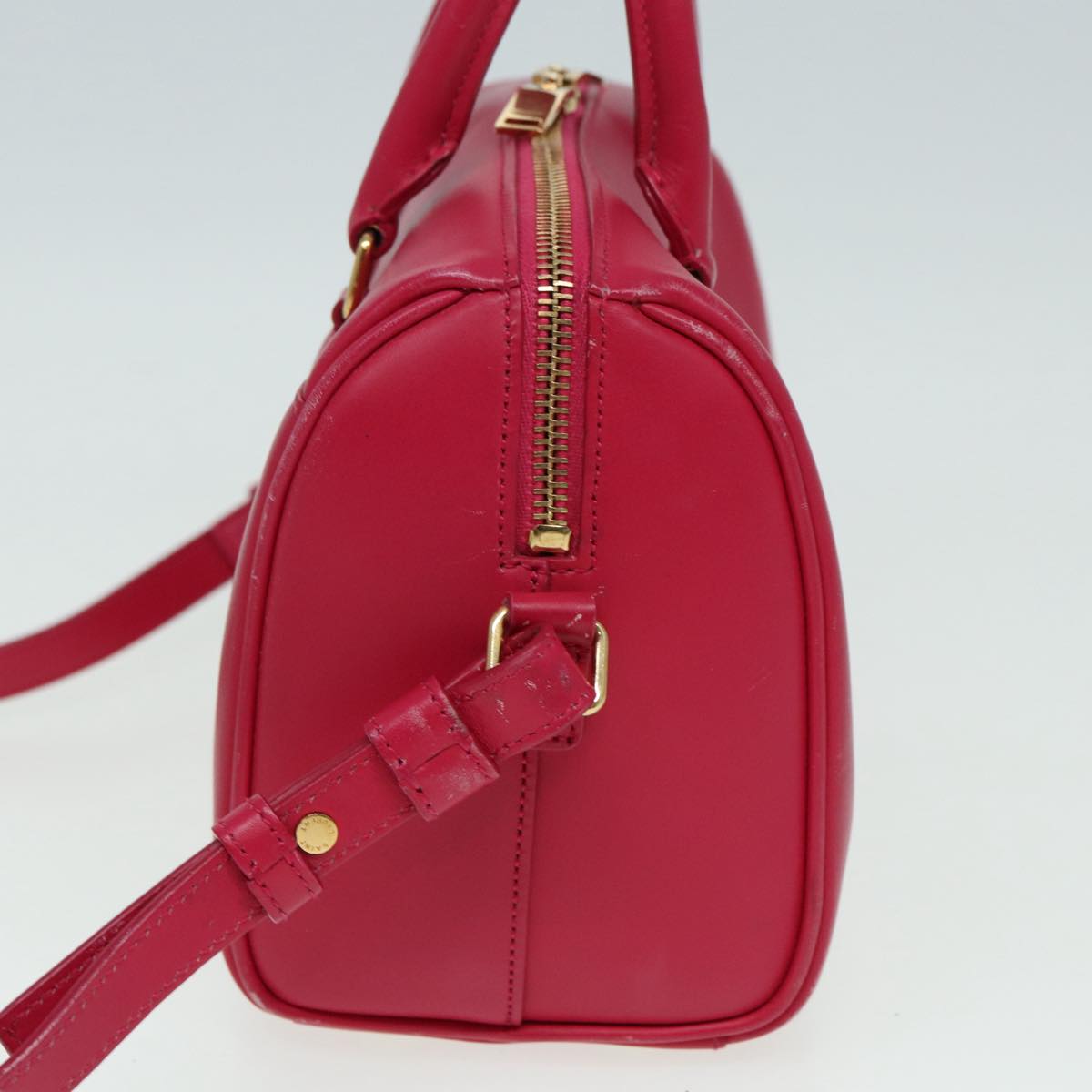 SAINT LAURENT Baby Duffel Hand Bag Leather 2way Red Auth am6711