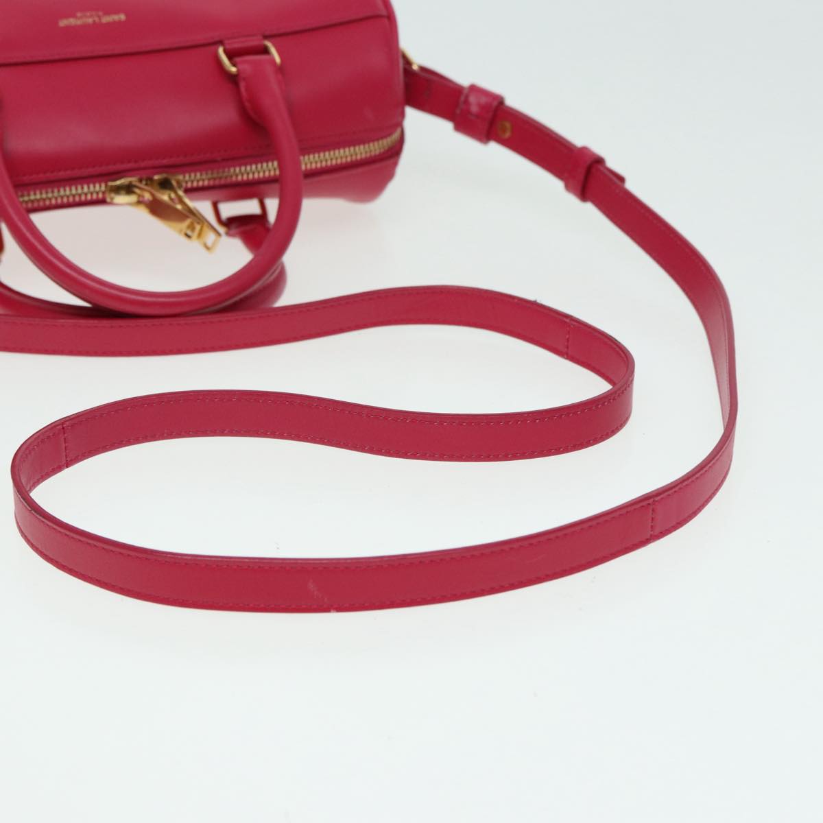 SAINT LAURENT Baby Duffel Hand Bag Leather 2way Red Auth am6711