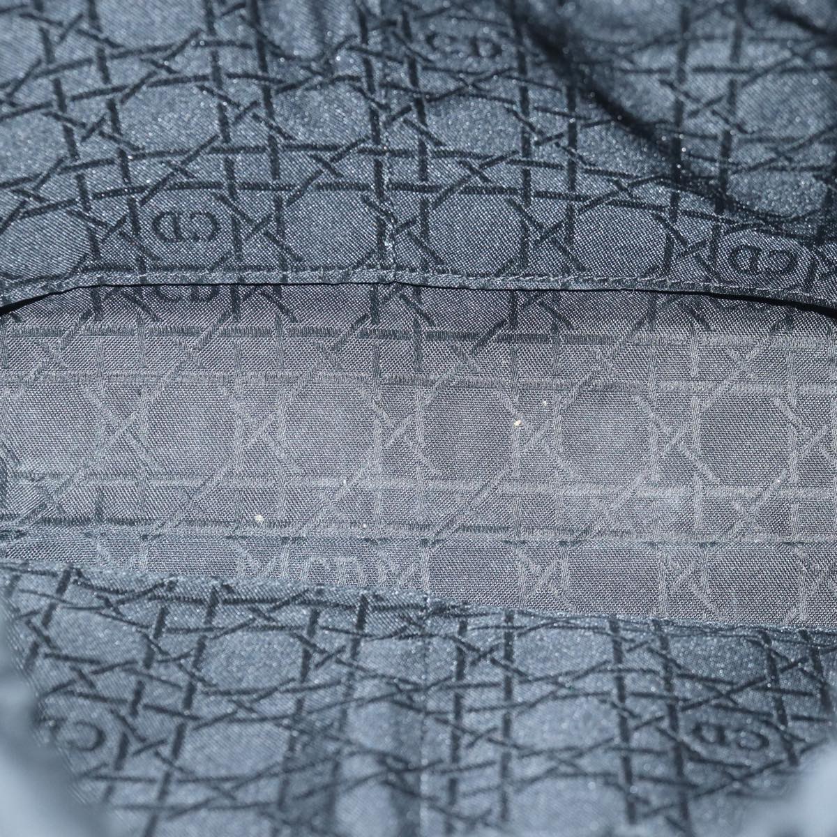 Christian Dior Maris Pearl Hand Bag Nylon Black Silver Auth am6778