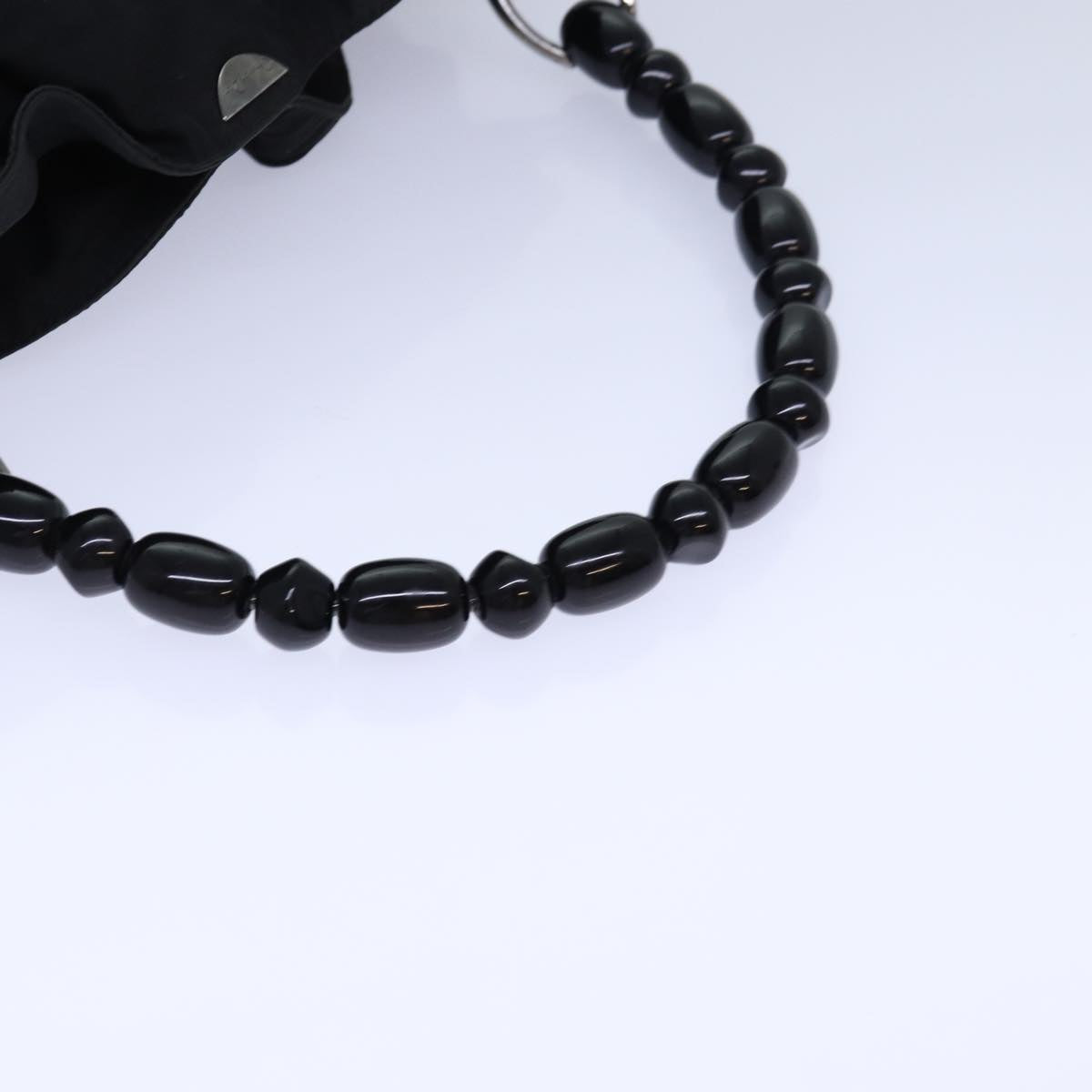 Christian Dior Maris Pearl Hand Bag Nylon Black Silver Auth am6778