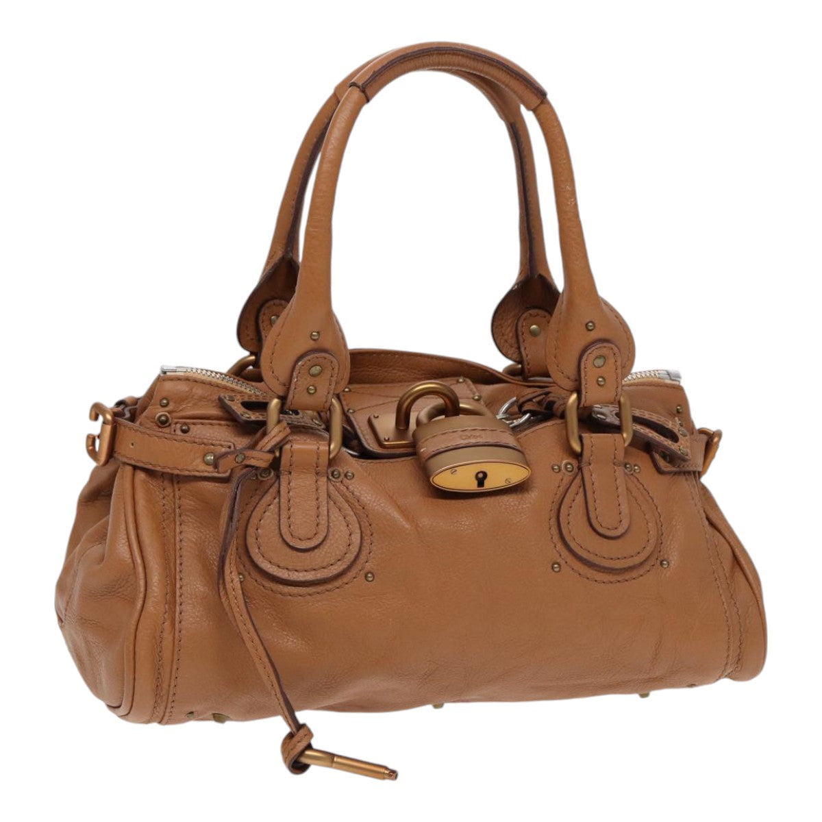 Chloe Paddington Hand Bag Leather Brown Gold Auth am6782