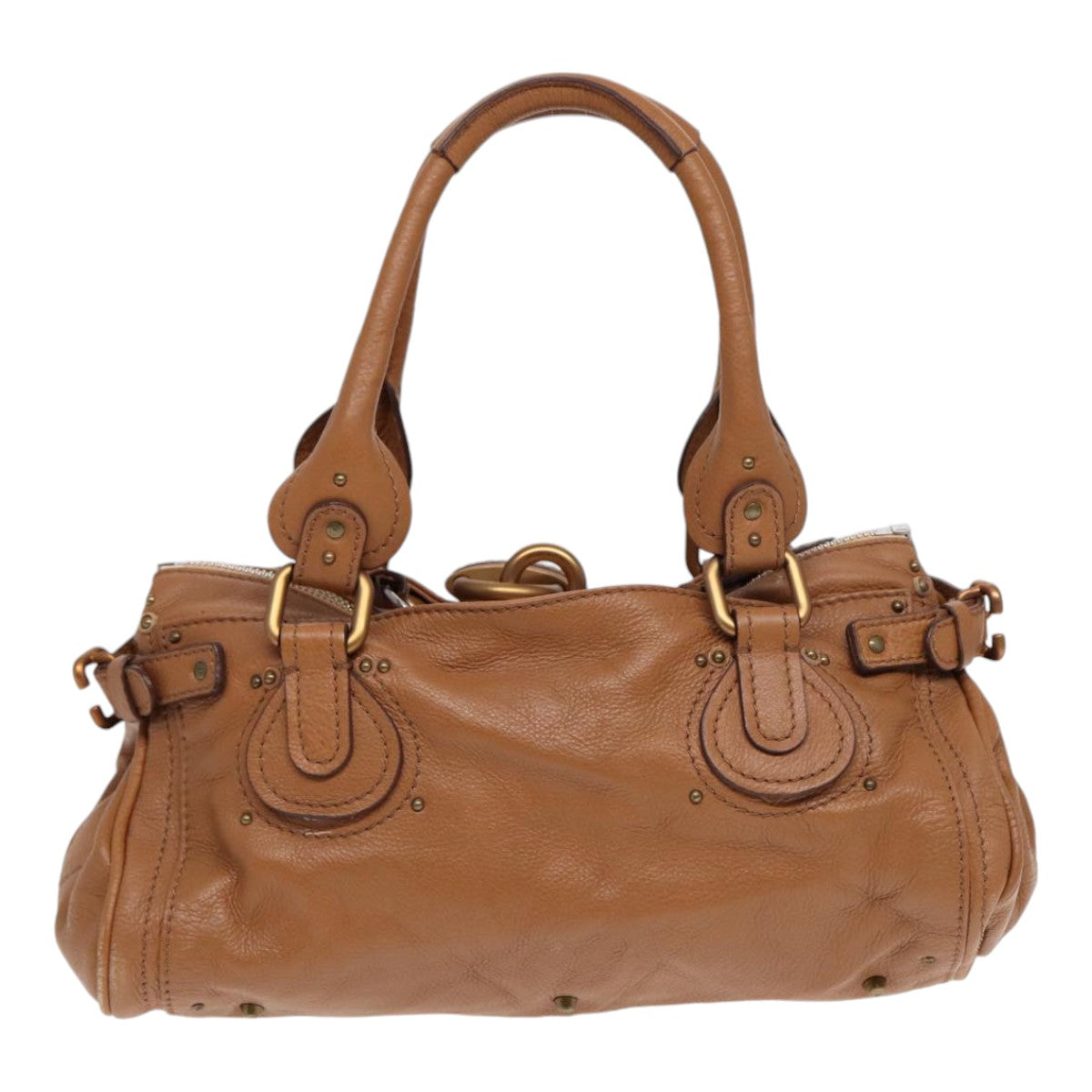 Chloe Paddington Hand Bag Leather Brown Gold Auth am6782